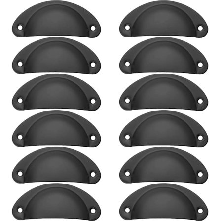 2 stk Vintage Skall Håndtak for Kjøkkenskap Skuff, Buet Iro