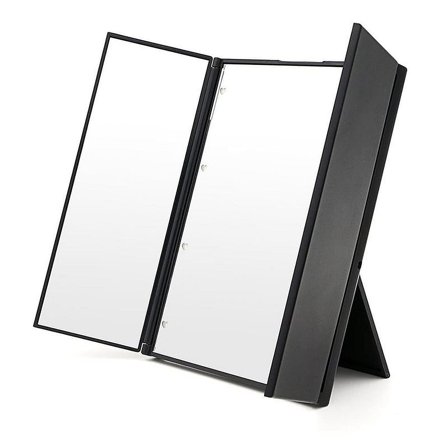 UNIQ Vanity Tri-fold Makeup Spejl Med LED Lys Sort, Tøj & Bolig, Tilbehør, Makeupspejle