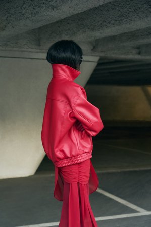 Amy Lefévre x NA-KD Short PU Biker Jacket - Jakker i læderimitation - Rød - EU 32