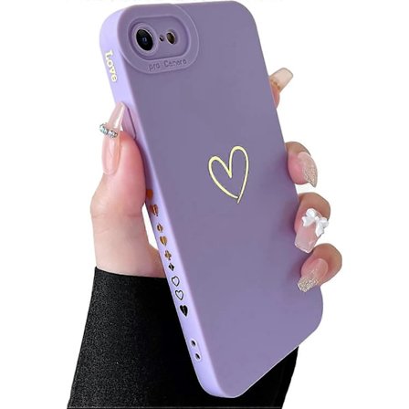Kompatibel med iPhone SE 2022 Skal, iPhone SE 2020 Skal, iPhone 7/8 Skal Lyxigt Guldhjärta Mönster Mjukt Silikon Stötsäkert Skal för Kvinnor Flickor 