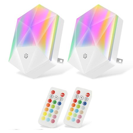 2-delt fjernstyrt fargerik liten nattlampe med støpsel