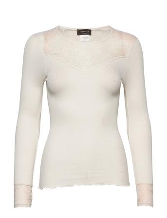 Silk T-Shirt Regular Ls W/ Lace Purple Rosemunde