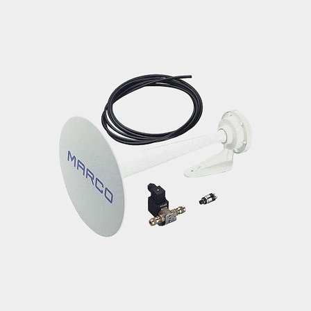 Bocina náutica 24 V Marco PW3 Whistle 20/75 m, Ø300 mm + Electric Valve, plástico, accionada por compresor, exterior