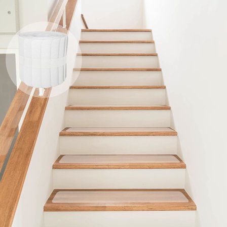 Gjennomsiktig sklisikker trappematte, 15 sklisikre strimler, selvklebende sklisikre trappematte-strimler, 10 x 60 cm