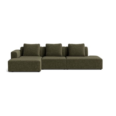 Como Chaiselong Sofa, Venstrevendt Open End, Anthology Grøn, Håndlavet, Inkl. Rygpuder - 308x155x83cm - Sofa, Chaiselong