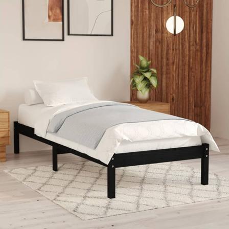 vidaXL Sängram svart massiv furu 100x200 cm Svart