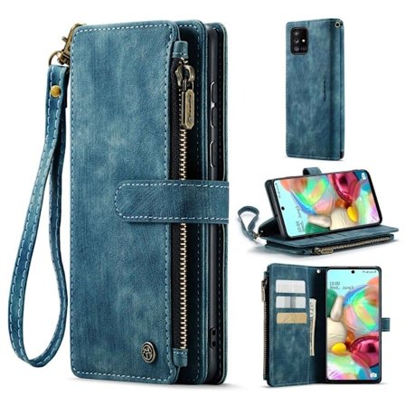 CaseMe vetoketjullinen lompakko-puhelinkotelo Samsung Galaxy A71 - Sininen