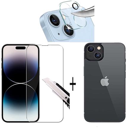 2-Pack 3in1 Fram- & Baksida Kameralinsskydd till iPhone 15 Plus Transparent