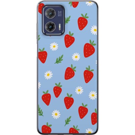 Kompatibelt Mobilskal till Motorola Motorola Moto G73 Jordgubbar jordgubbar tryck sommar bär blommor prästkragar svensk midsommar retro design kök