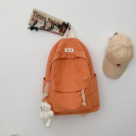 Kvinnor flicka ryggsäck axelväska skolväska Korean Style Fresh Campus Enkel Casual Canvas College Students Bag Dator Orange