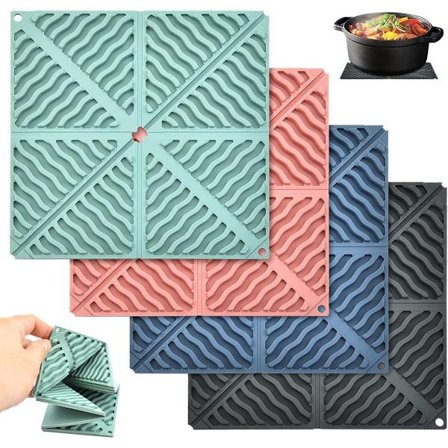 4-pack silikondukar hopfällbara silikongrytlappar halkfria värmebeständiga mattor för kastruller tallrikshållare multifunktionella värmebeständiga 