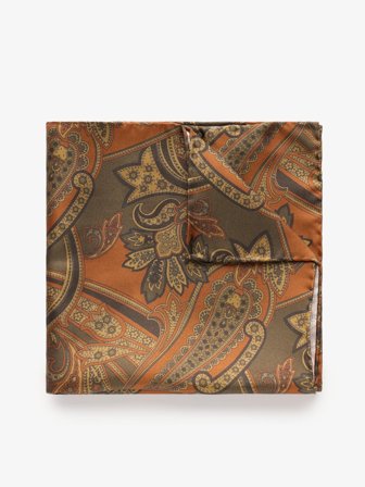 John Henric Men's Grünes Einstecktuch Paisley Size