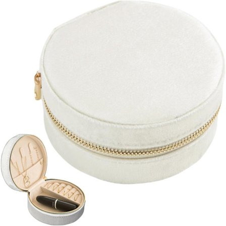 Bærbar Mini Reise Smykkeskrin PU Lær med Glidelås for Ørepynt Halskjede Armbånd Ring Holder Boks