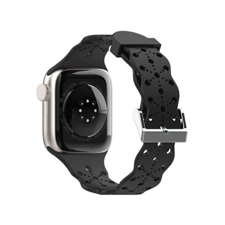 Klockarmband Apple iWatch 6/5/4/3/2/1 Generation SE Ihålig Spets Solid Silikonarmband --- Svart (38/40/41MM)
