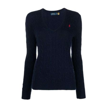 Ralph Lauren, V-neck Knitwear Blauw, Dames, Maat:S