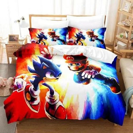 Sonic tegneserie anime sengetøj dynebetræk sæt tre dele-FA-