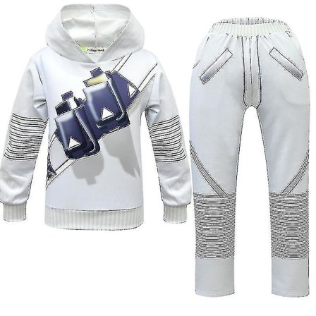 Barn Marshmallow Cosplay kostym Halloween festklänning Set Sweatshirt Byxor Huvudbonader CNMR .