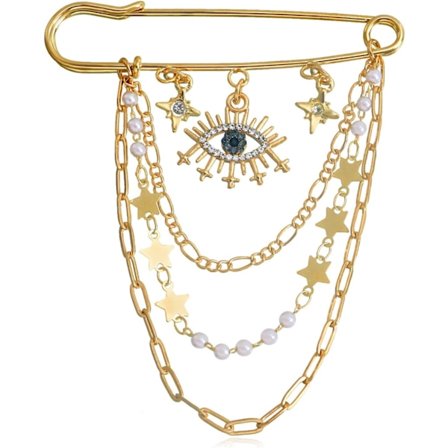 Kristallöga Brosch Nål Flerskiktad Hängande Pärlkedja Lapel Nål Onda Ögat Charm Brosch Djävulens Öga Trasa Nål Bröllop Bukett Märke Smycken för 