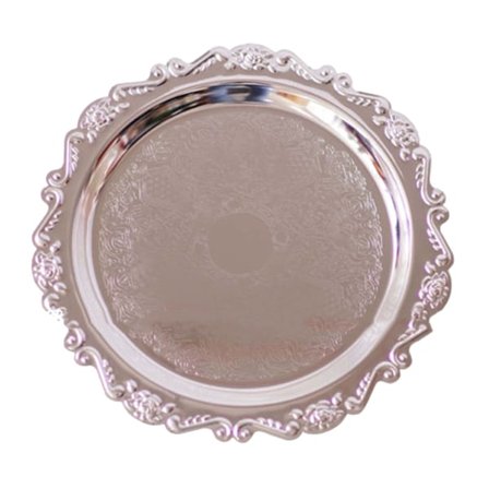 Rund fruktfat i metall, serveringsfat, dessertfat, dekorativ skive for bryllup, feriefest, sølv S
