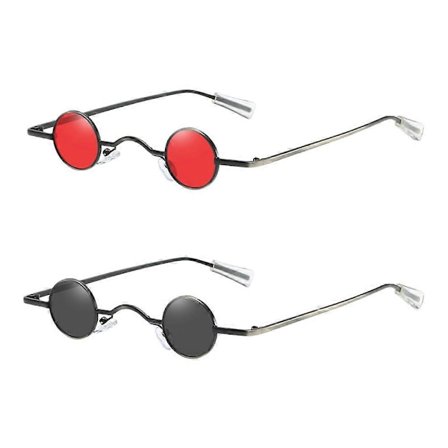 2 st Vintage Små Runda Solglasögon Trendiga Solglasögon Runda Hippie Solglasögon