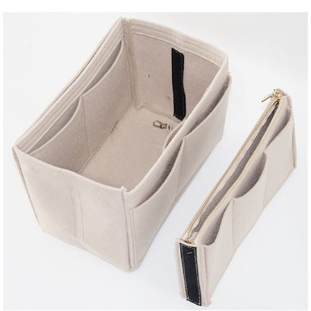 Taske Organizer Indsats, Filt Taske Organizer Med Lynlås, Håndtaske Tote Shaper Til Speedy Neverfull Tote (Khaki)