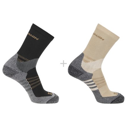 Salomon - Uniseks sokken X Ultra Access Crew 2-pack - Bleached Sand / Black
