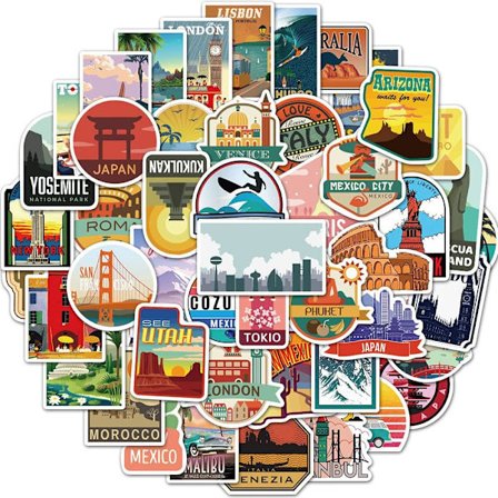 Vintage udendørs rejsemærkater af 50 ark vinyl turisme klistermærke M