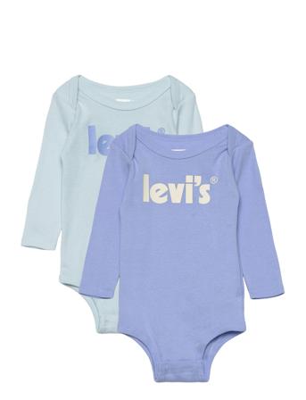 Levi's Poster Logo Long Sleeve Bodysuit 2-Pack Blue Levi's