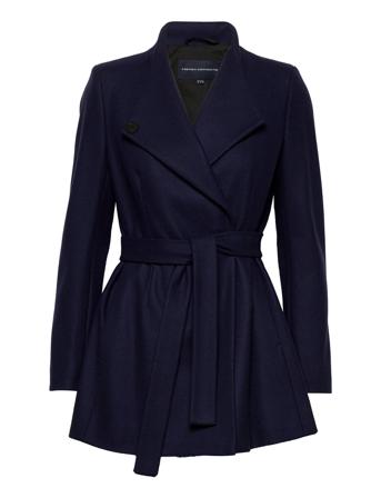 Ft Platform Felt Crossover Coat Outerwear Coats Winter Coats Blå French Connection