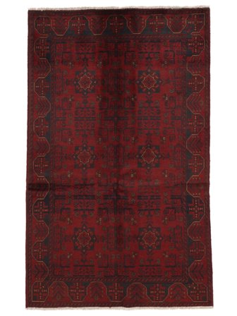 Håndknyttet Afghan Khal Mohammadi 118X195 Uldtæppe Sort/Mørkerød Lille