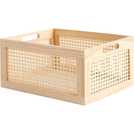 Rektangulær opbevaringskurv lavet af naturlig fyrretræ og miljøvenlig bambus