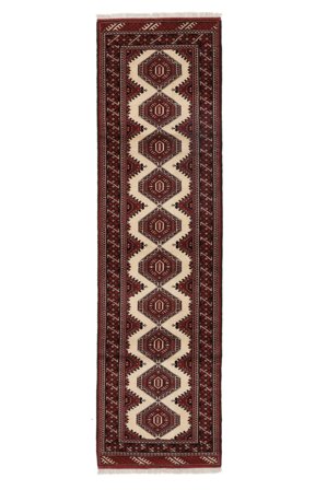 Oriental Turkaman Rug 81X290 Runner Black/Dark Red Wool, Persia