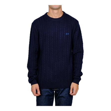 Sun68, Round-neck Knitwear Blauw, Heren, Maat:XL
