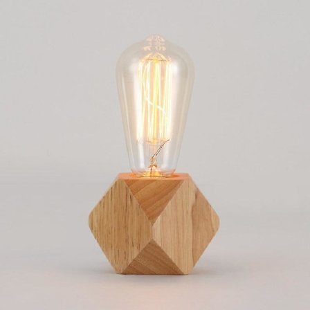 Mini trelampe, moderne, liten lampe for soverom, stue, nattbord, varm LED-pære, enkel design