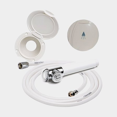 Dusch båt / infälld dusch CAN-SB lyx, med slang 3 meter, lock i plast, vit
