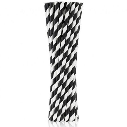 Sugrör Svart & Vit Randiga 250-pack