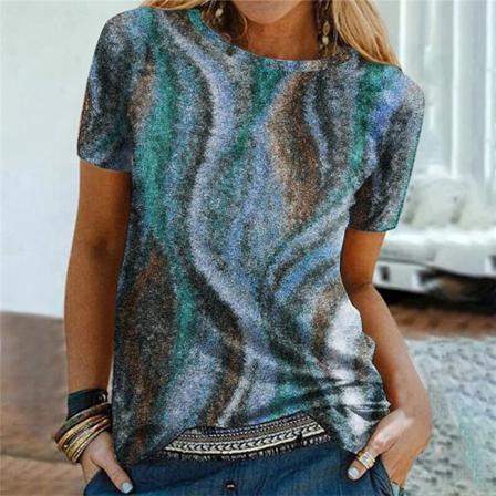 Kortärmad Tunika För Damer T-shirt Med Rund Hals