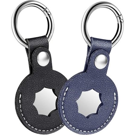 2-delt Airtag nøkkelholder, Airtag-etui, beskyttende deksel i PU-skinn for Apple AirTag, beskyttende nøkkelringdeksel i skinn kompatibelt med AirTags