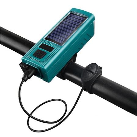 Aurinkoenergiapyörän etuvalo USB-ladattava pyörän äänimerkkivalo 4 tilaa yöajoon pyöräilyyn etuvalo (FMY)