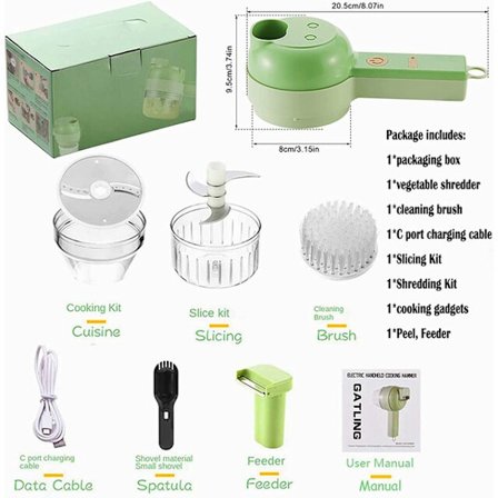 Bärbar elektrisk grönsakshackare Trådlös matberedare Vitlökshackare Peppar Chili Lök Ingefära Mud Masher Cutter Slicer