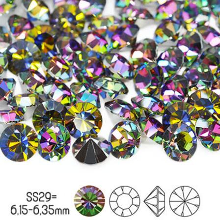 Preciosa chatons, SS29 (ca 6mm), Cr.Vitrail Medium, 12st flerfärgad