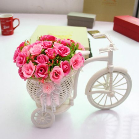 2017 Ny Plastic White Trehjulet cykel Design Flower Basket Stora