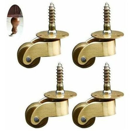 QU/DPZO Drejelige messinghjul (pakke med 4), lydløse transporthjul til møbler, apparater og udstyr.