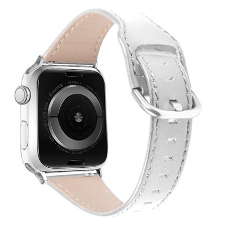 Apple Watch (45 mm) stilfuld urrem i ægte læder - Hvid