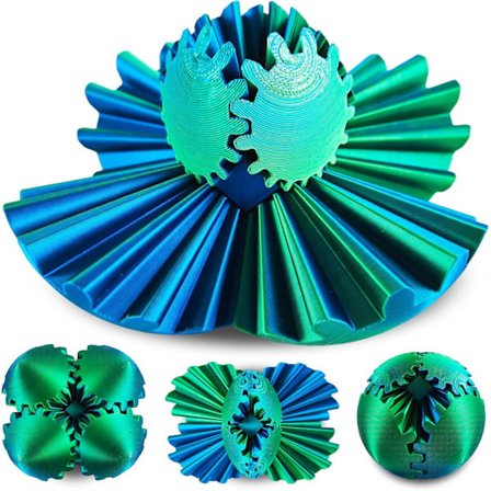 3D-printet kuglelabyrint med tandhjul, Gearsphere - Det steampunk-inspirerede hvirvlende fidget-legetøj, Gear Sphere Fidget-legetøj (Grøn 8 cm)