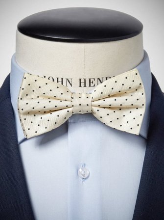 John Henric Men's Beige Gepunktete Fliege Size Pre-tied