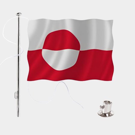 Pacchetto bandiera con bandiera nautica Adela Original, Groenlandia, poliestere marino (170 g / m²), 50 cm x 33 cm + asta bandiera Ø25 mm, 60 cm in 