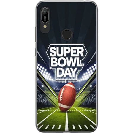 Yhteensopiva Puhelinkuori Huawei Y6 (2019) Super Bowl Day juliste, jossa amerikkalainen jalkapallo valaistuksella varustetulla areenalla dramaattisess