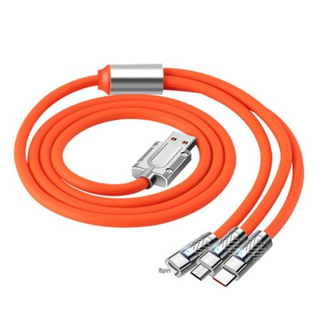 Kolme-yhdessä latauskaapeli pehmeä TPE automobiilipuhelimen laturijohto Type-C/Micro-liitäntä 120W pikalatausdatakaapeli IOS Android-järjestelmän 