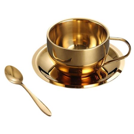 Kaffekrus i rustfrit stål, sæt, tåler opvaskemaskine, genanvendelig tekop til latte, mælk, te